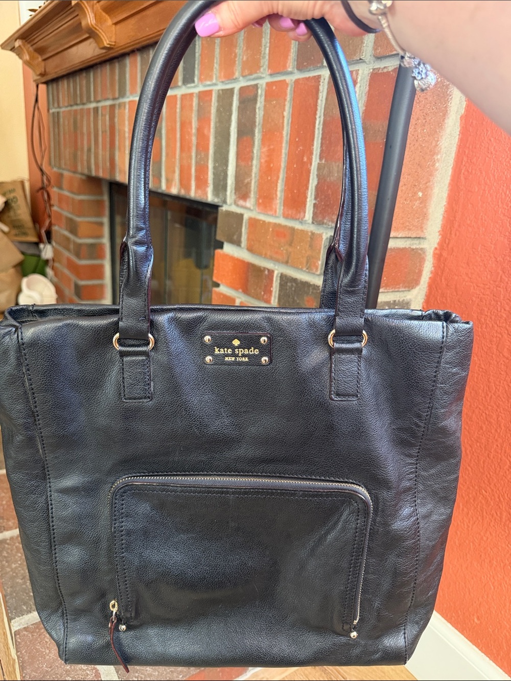 Kate Spade New York Black Leather Tote Bag